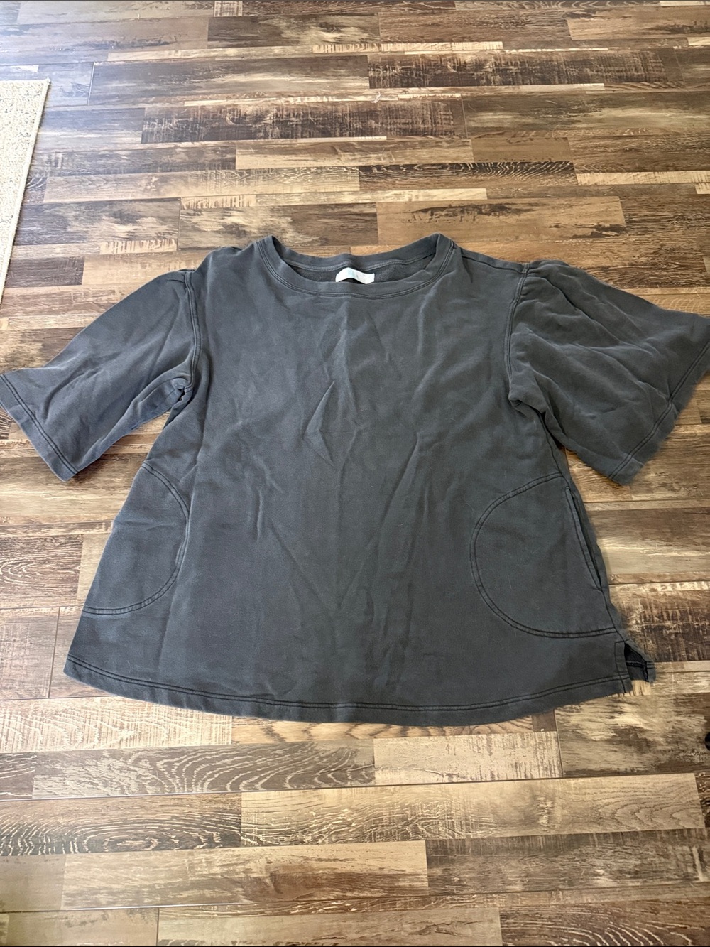 Free People Washed Charcoal Short Sleeve Tunic Top